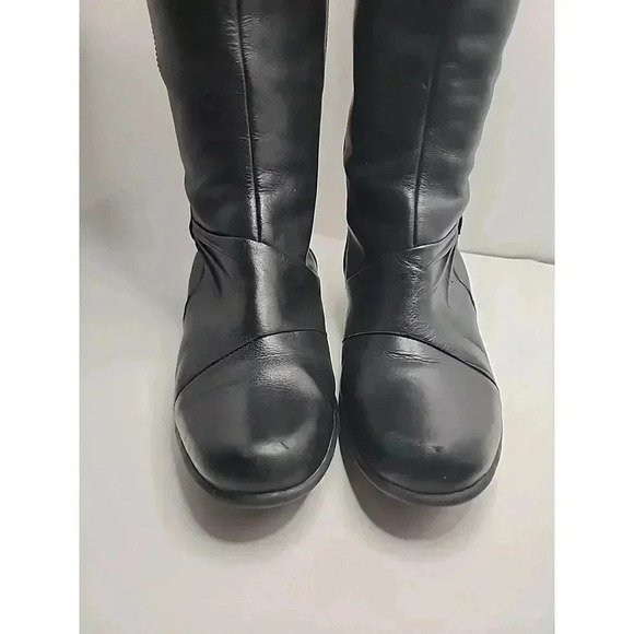 Clarks Bendables Black Leather Riding Boots Womens 8.5 Zipper Heel 38480 - Picture 7 of 16